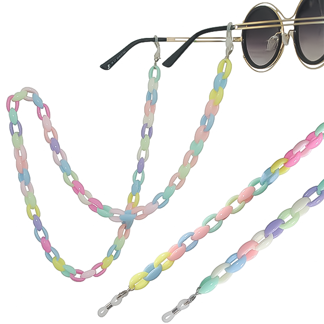Soporte de cadena de acrílico para gafas en colores caramelo