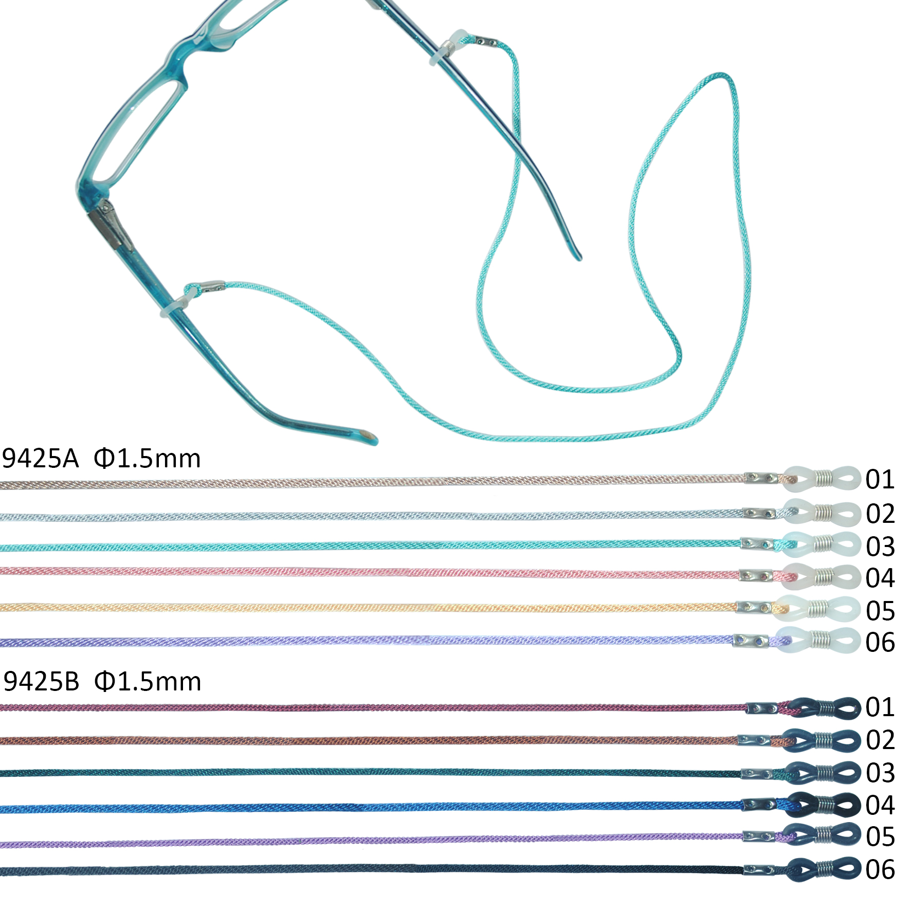 Retenedor de gafas Cordón Poliéster Metálico 1.5mm