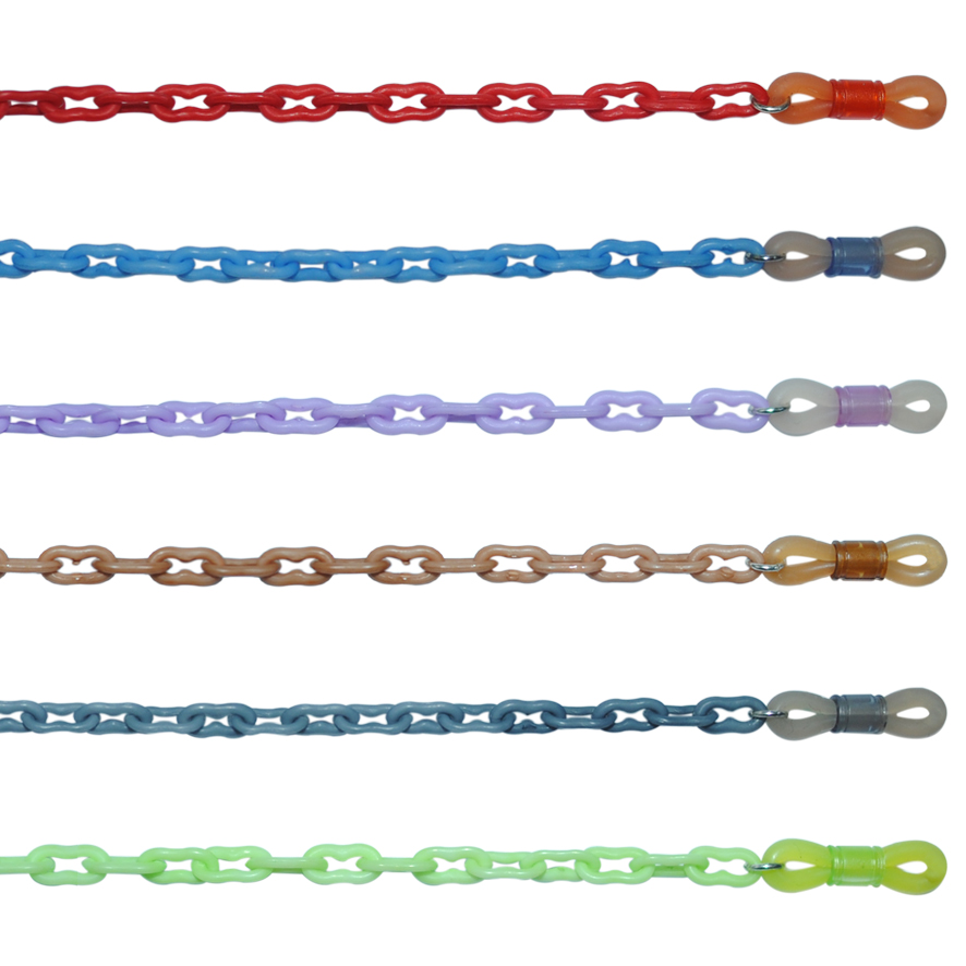 Retenedor de cadena acrílico de gafas de colores teñidos sólidos en forma de maní 1026A