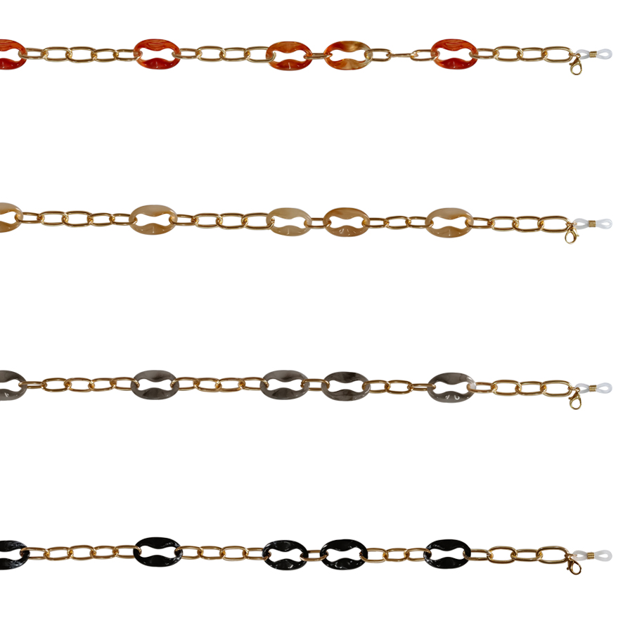 Cadena De Eslabones Grandes De Oro Y Cristal De Acetato 1062